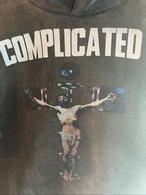 NEW WAVE STREET CULTURE WASHED DISTRESSED COMPLICATED HOODIE SIZE LARGE